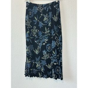 Mirasol Y2k Black Floral Patchwork Print Slinky Knit Skirt XL‎ Fairy Whimsigoth